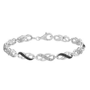 Black & White Diamond 7” Sterling Silver Bracelet